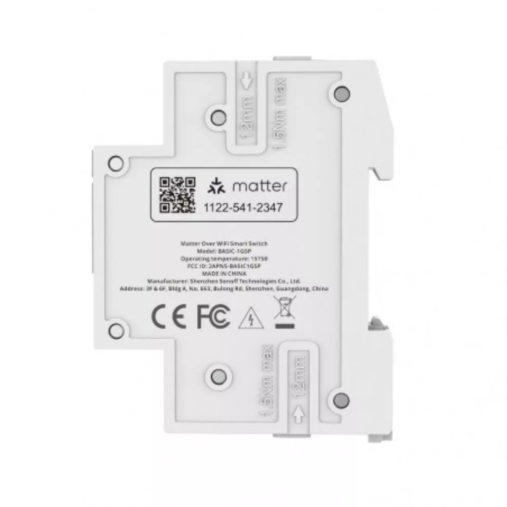 Sonoff Basic DIN Rail – Smart DIN-rail mountable 32A relay module com energy monitoring, WiFi, Bluetooth, Matter (BASIC-1GSP)