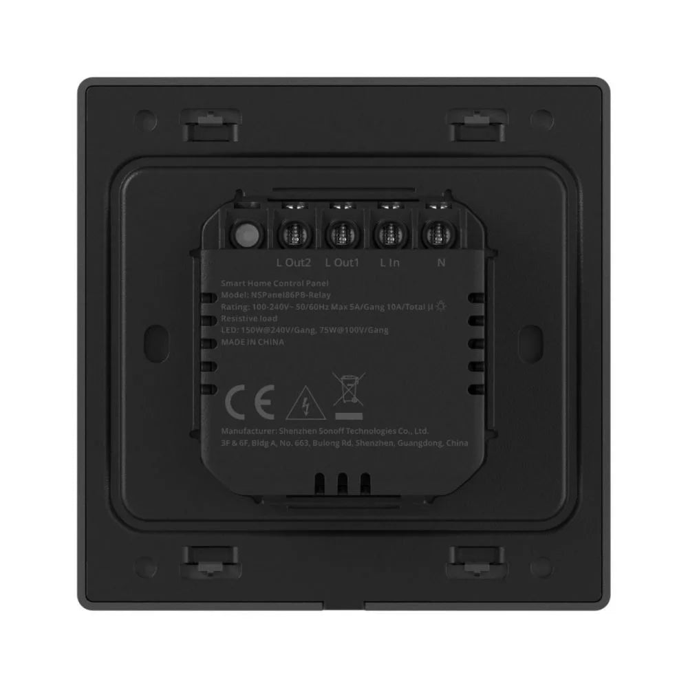 SONOFF NSPanel Pro Gen2 Smart Home Control Painel – Central control painel com two-channel relay, Wi-Fi, Zigbee, Matter, Bluetooth, preto (NSPanel86PB-Relay)