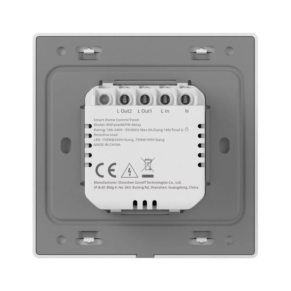 SONOFF NSPanel Pro Gen2 Smart Home Control Painel – Central control painel com two-channel relay, Wi-Fi, Zigbee, Matter, Bluetooth, branco (NSPanel86PW-Relay)