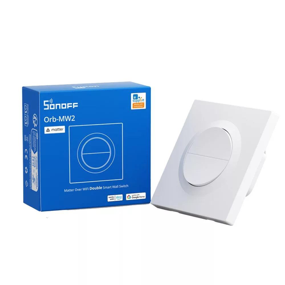 SONOFF Orb-MW2 2-Gang Matter over Wi-Fi Smart Switch – dual-channel switch, Wi-Fi, Matter, branco (MINI-2GS-E)