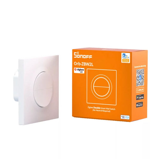 SONOFF Orb-ZBW2L 2-Gang Zigbee Smart Switch (No Neutral) – dual-channel, live-wire only switch, Zigbee, branco (MINI-ZB2GS-L-E)