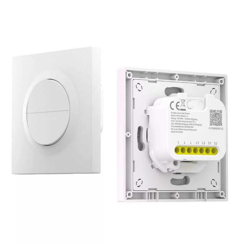 SONOFF Orb-ZBW2L 2-Gang Zigbee Smart Switch (No Neutral) – dual-channel, live-wire only switch, Zigbee, branco (MINI-ZB2GS-L-E)