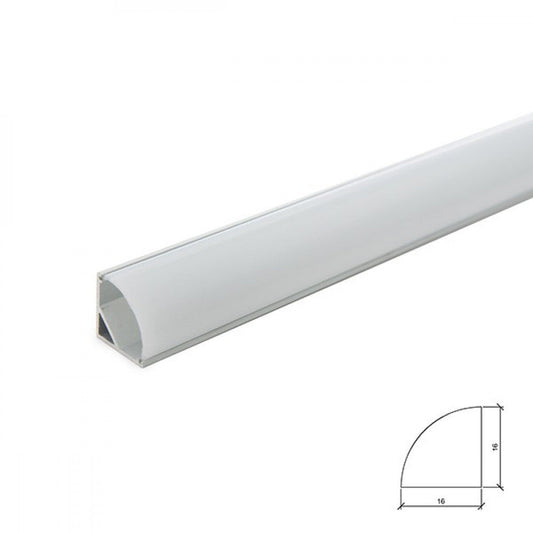 Perfil Alumínio Para A Tira LED Led Instalação Cantos - Difusor Leitoso X 2M