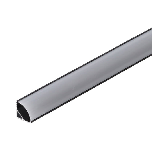 Perfil de Alumínio Preto para Cantos de Instalação de Fita LED - Difusor Opala x 2M