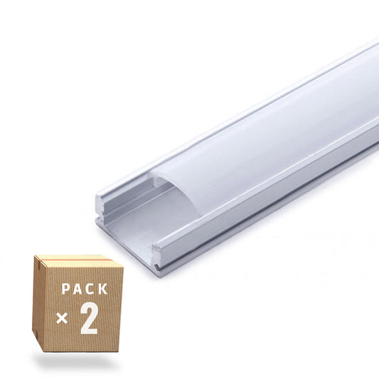 Pacote 2 Perfil de Alumínio Para Leds Difusor Leitoso Tira LED 2M