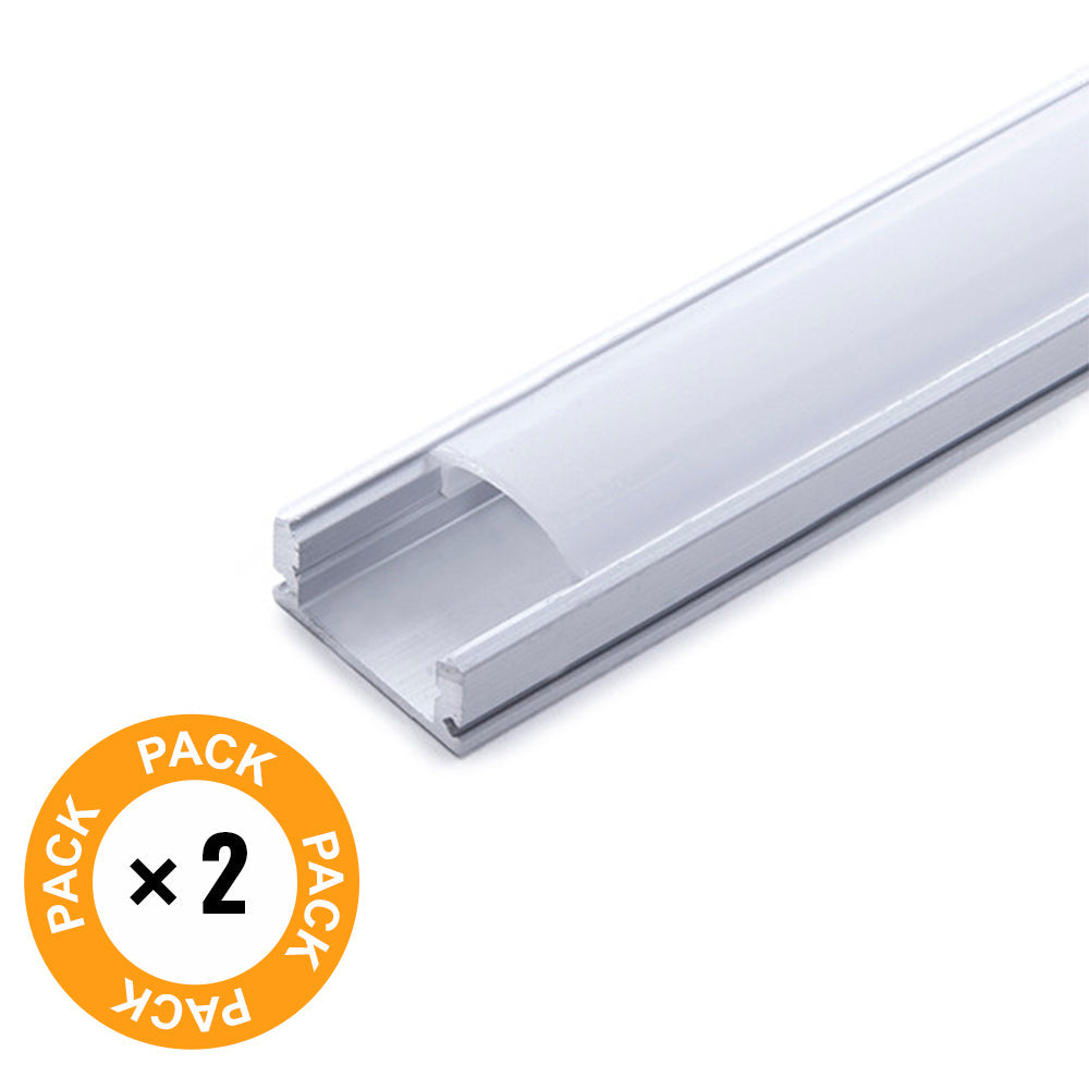 Pacote 2 Perfil de Alumínio Para Leds Difusor Leitoso Tira LED 2M