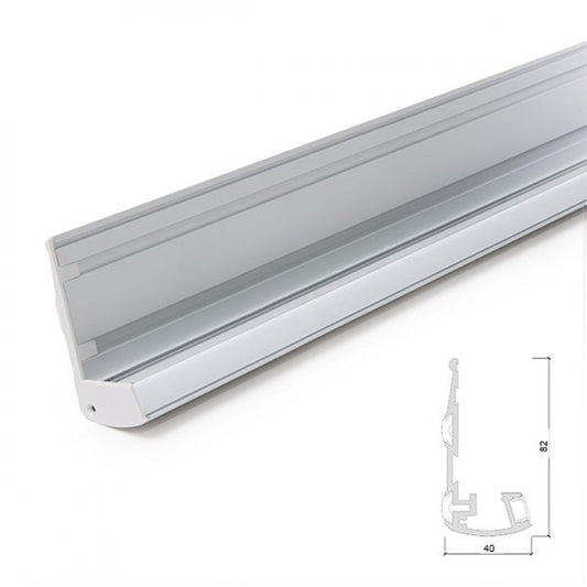 Perfil Iluminação Escadas - Borrachas Antiderrapantes - Difusor Leitoso X 1M