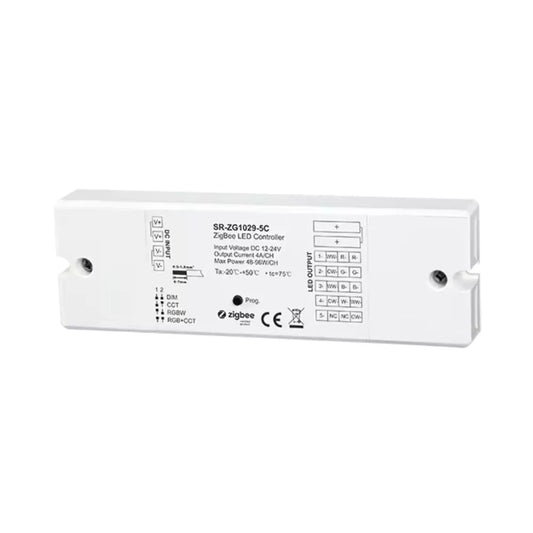 Sunricher 4-in-1 Zigbee RGBW / RGB CCT LED controller 4A/CH, DC12/24V (SR-ZG1029-5C)