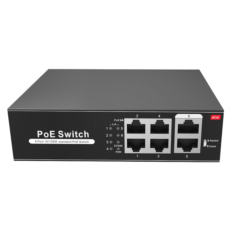 SW0604POE-65-E - Switch PoE, 4 portas PoE + 2 Uplink
