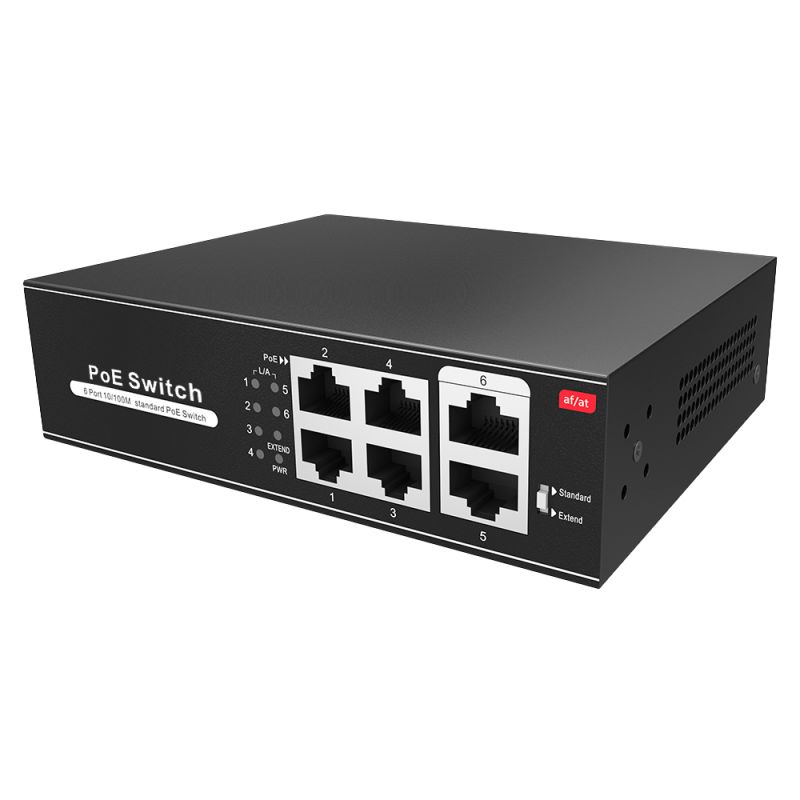SW0604POE-65-E - Switch PoE, 4 portas PoE + 2 Uplink