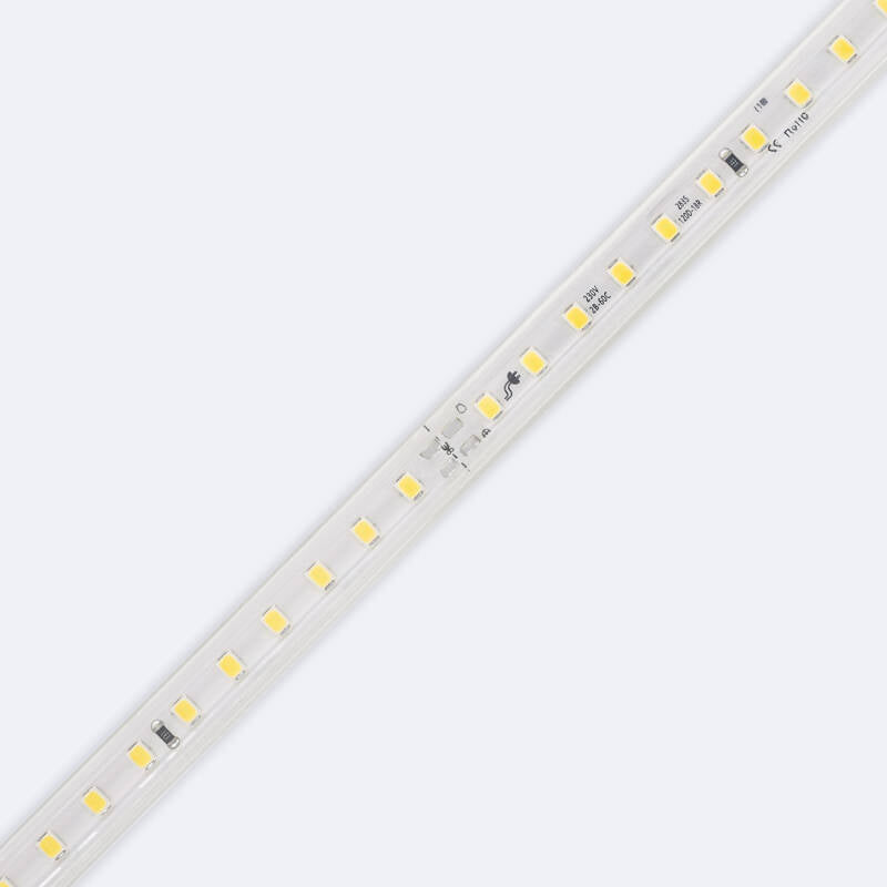 Fita LED Regulável 220V SMD 120 LED/m Color 8.5W/m Largura 12mm Corte 20cm IP65 à Medida