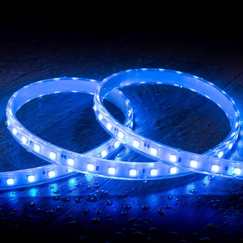 Fita LED RGB 220V SMD 60 LED/m 9.5W/m Largura 14.5mm Corte 100cm IP65 com Comando RF à Medida