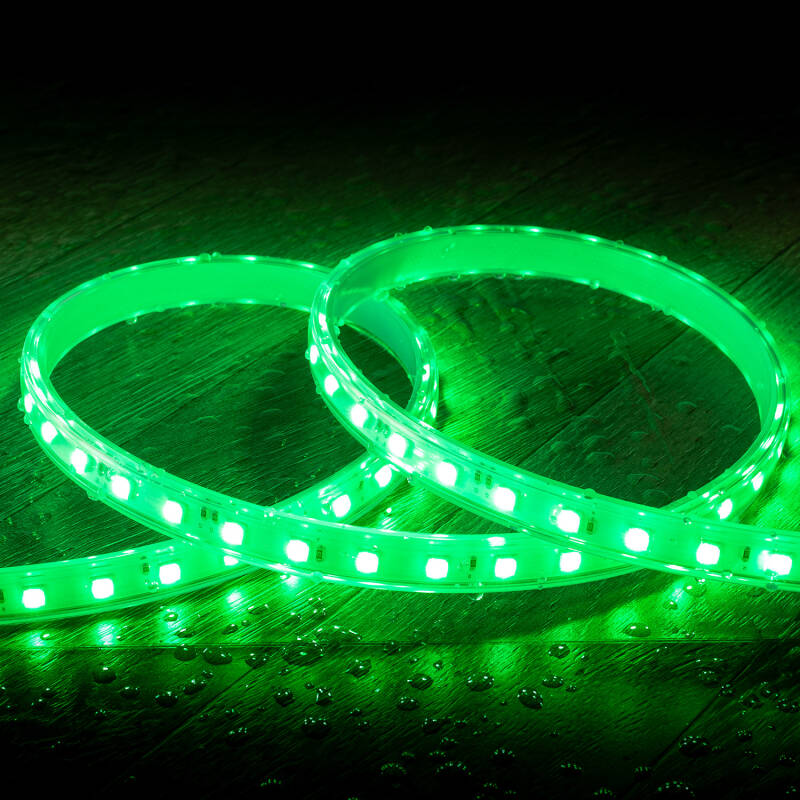 Fita LED RGB 220V SMD 60 LED/m Rolo 50m 9.5W/m Largura 14.5mm Corte 100cm IP65 com Comando IR