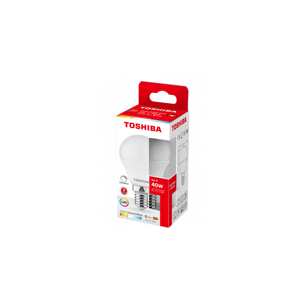 Lâmpada LED TOSHIBA E14 G45 4,7 W 470 Lm Branco natural regulável