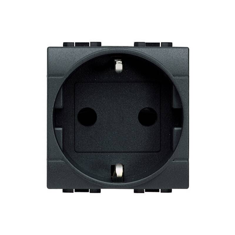 Tomada 2P+T 2-Módulos 16A Ligação aparafusada BTicino Living Light L4141