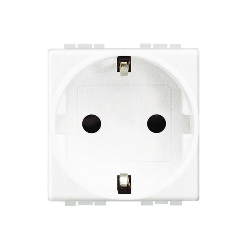 Tomada 2P+T 2-Módulos 16A Ligação aparafusada BTicino Living Light N4141