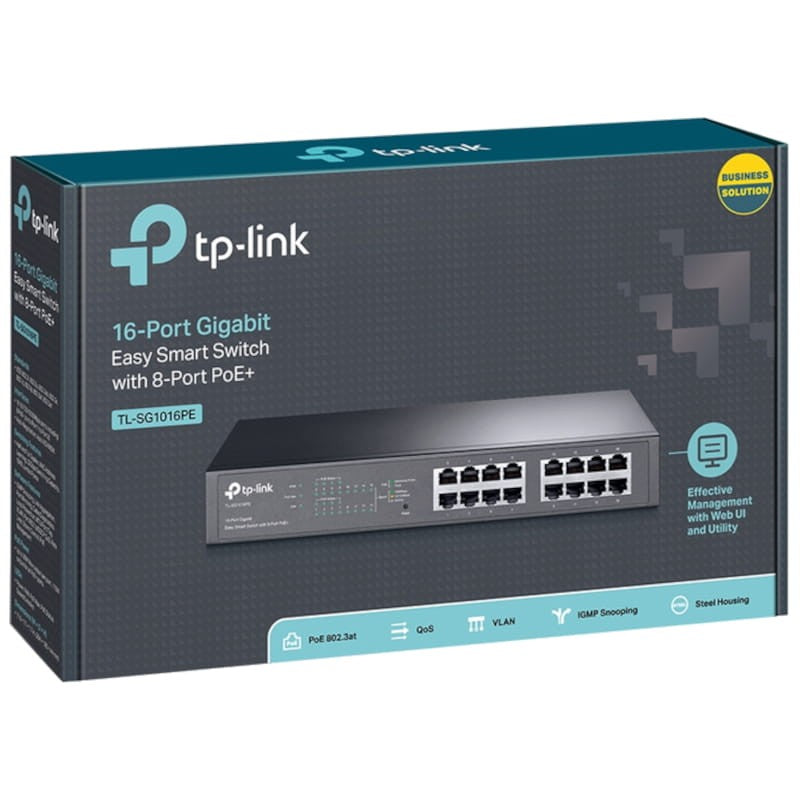 TP-Link TL-SG1016PE 16 portas Gigabit 8 portas PoE+ Preto - Switch