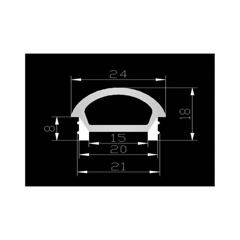 Perfil Neon SFLEX 24x18 Semicircular Curva Vertical para Fita LED IP20 até 15 mm