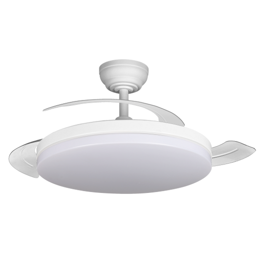 Ventilador Teto LED Pás Retráteis CCT Regulável DC