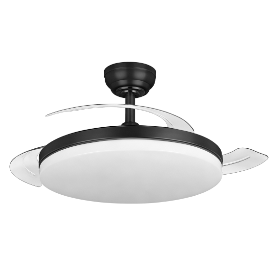 Ventoinha Teto Preta Pás Retrácteis Luz CCT Motor DC