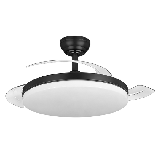 Ventoinha Teto Preta Pás Retrácteis Luz CCT Motor DC