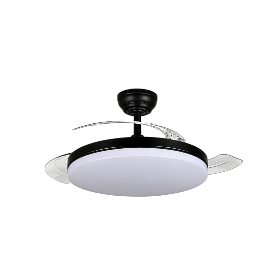 Ventoinha Teto Preta Pás Retrácteis Luz CCT Motor DC
