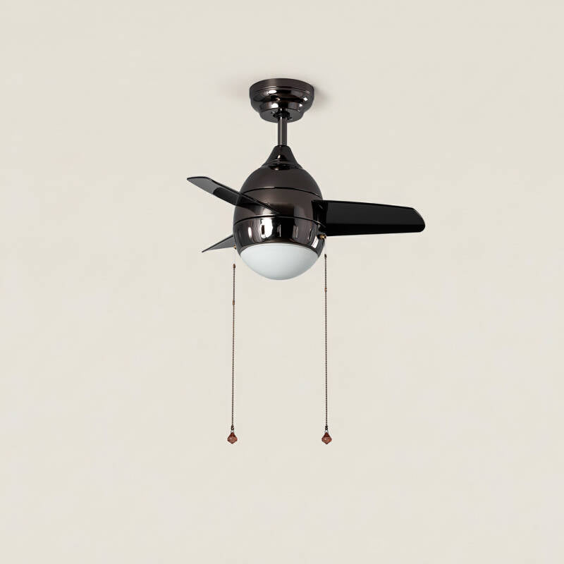 Ventoinha de teto LED preta 66 cm moderna
