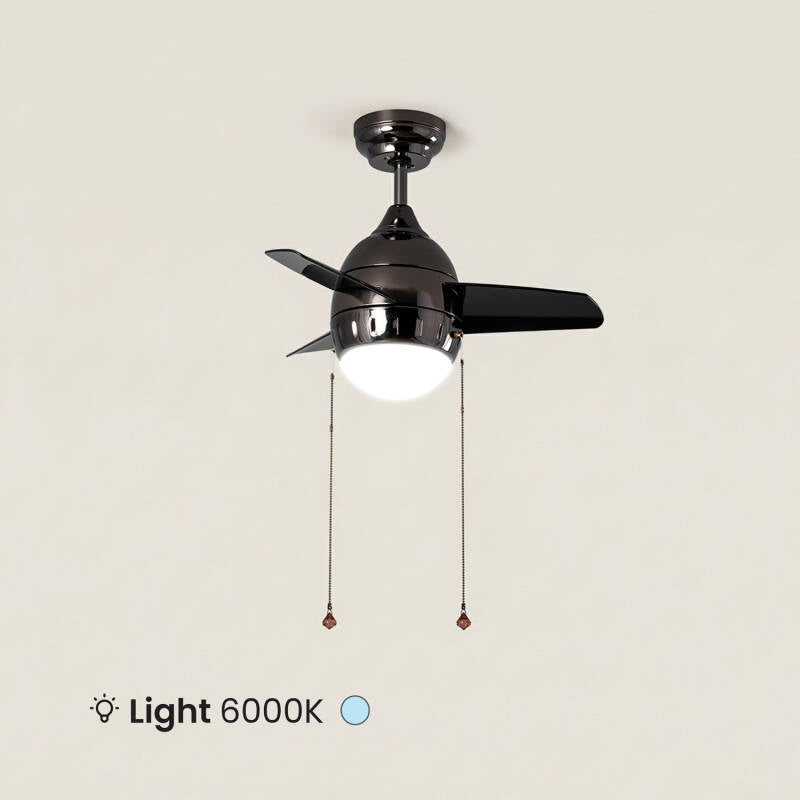 Ventoinha de teto LED preta 66 cm moderna