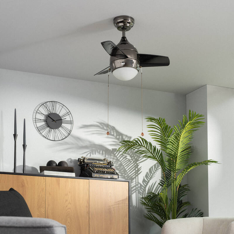 Ventoinha de teto LED preta 66 cm moderna